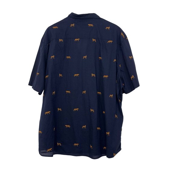 H&M Mens Navy Button-Up Shirt W/Orange Leopard Print XXL  Reg Fit Safary Outdoor - Picture 11 of 11